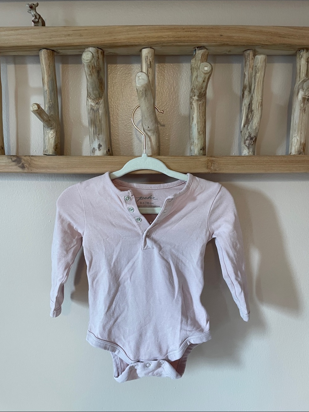 Pehr Baby Long-Sleeve Pink Bodysuit